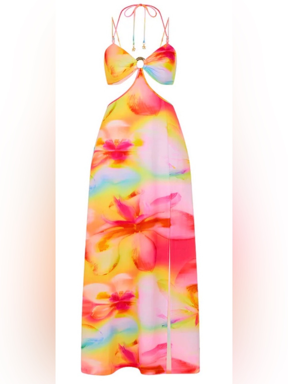 Kulani Kinis Beaded Cut Out Maxi Dress - Frangipani Swirl Sz Medium